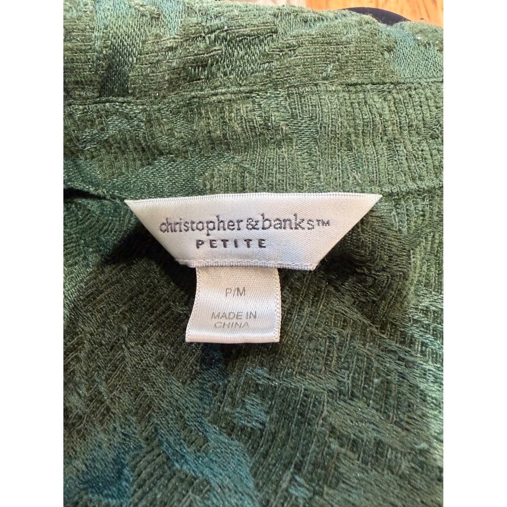 Christopher & Banks Petite Green Floral Damask Jacquard Full Zip Vest PM - Picture 7 of 7